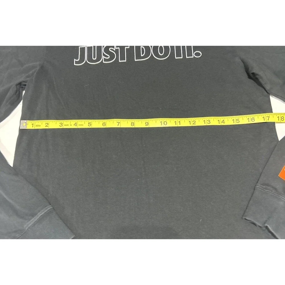 Nike Mens Just Do It Long Sleeve Graphic T Shirt Black Orange Patch Size Small
